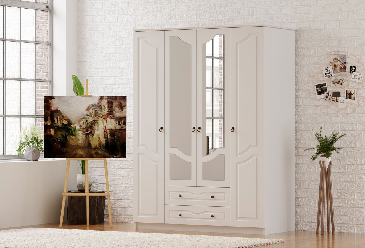 Dulap pentru haine, Hanah Home, Rb-106, 140x210x52 cm, Alb mat - imagine 7